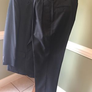 2pc tall pinstripe suit, dark grey